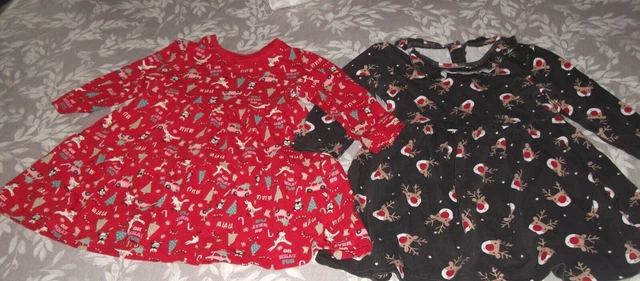 Abiti a tema natalizio ragazze x 2 rossi e neri età 9-12 mesi
