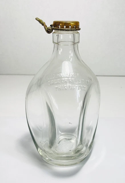 Vtg Haig & Haig Dimple Pinch Glass Empty Whiskey Bottle Metal Cap Scotland 6.5”