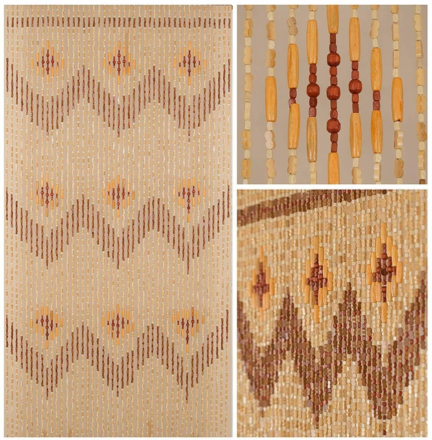 Wood Beaded Curtain-Door Beads-45 STRANDS-Wooden Boho Bohemian Doorway Curtain c