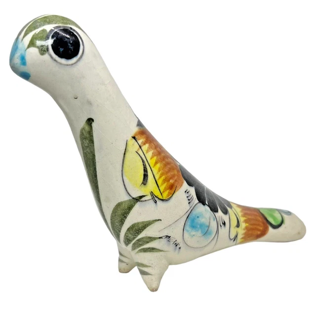 Vintage Pigeon Dove Pottery Mexico Bird Figure Clay Figurine Tonala Folk Art
