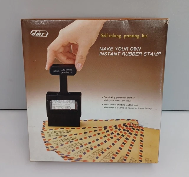 VINTAGE SHINY S600 SelfInking Printing Kit Make Your Own Stamp 29.75