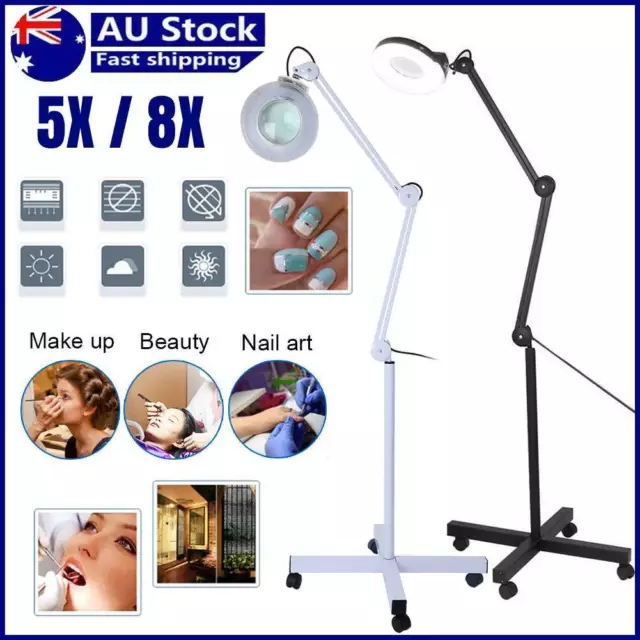 5x Magnifying Lamp Floor Stand 120 LED Glass Lens Magnifier Light Beauty Salon