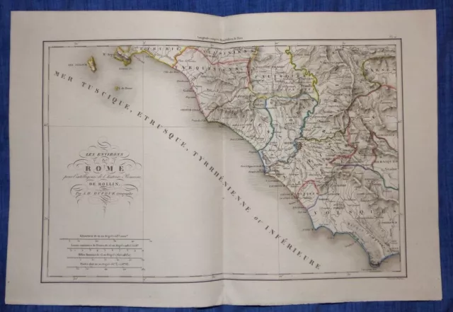 Carte Des Environs De Rome, Extraite De Atlas De Geographie De Rollin, 1827.