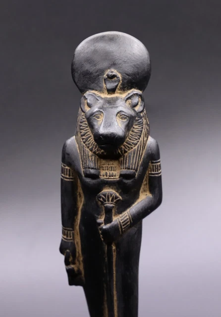 EGYPTIAN Goddess SEKHMET ANTIQUE Statue EGYPT Black Carved Stone BC