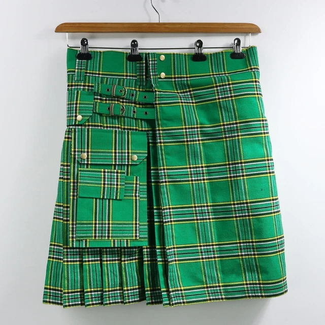 Irish Green Tartan Utility Kilt - 38W 24L