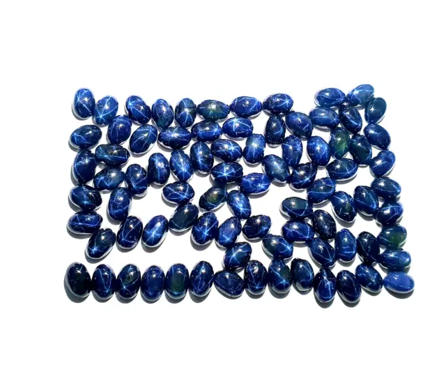 10 CT Natural Star Blue Sapphire Oval Cabochon Loose Gemstone Lot 13 Pcs 4X6 MM