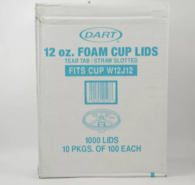 Dart 12oz Foam Cup Lids, Tear Tab/Straw Slotted, Clear (1000 Count)