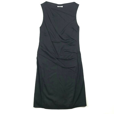 Helmut Lang Womens 8 Viscose Wool Blend Black Draped Lined A Line Dress