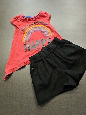 Ragazza 2-3 anni vestito Rainbow T-shirt Girocollo Di Lana SMART Pantaloncini Bundle il giorno successivo
