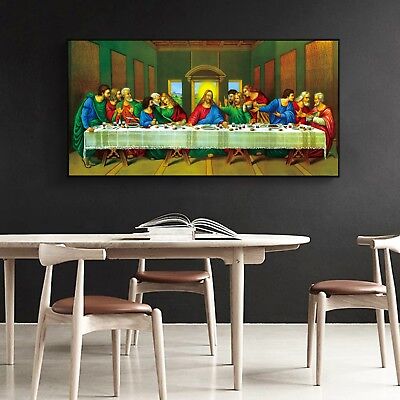 Jesus Last Supper Oil Paint Silk Canvas Poster Vinci Art Wall Decor A428 Unframe