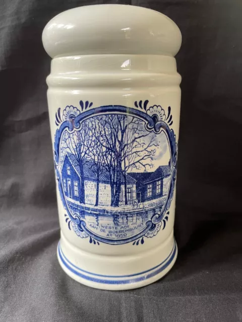 Antique Delft pottery handpainted apothecary jar - albarello. Marked Bottom