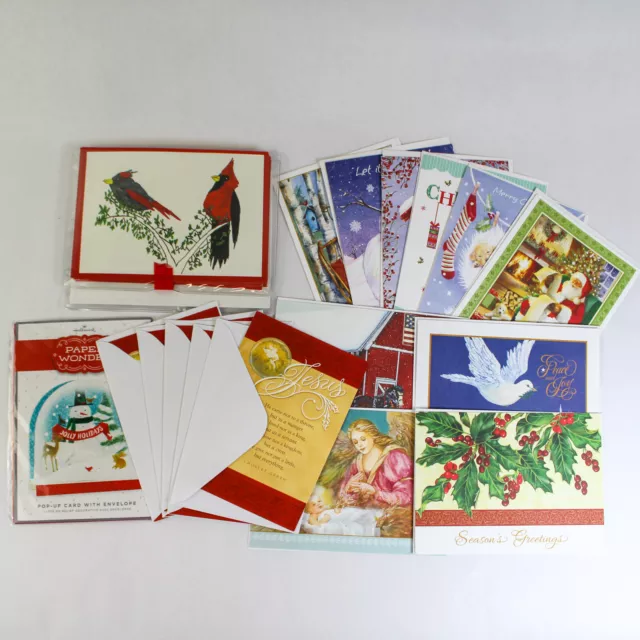Lot of 23 Christmas Cards With Envelopes Hallmark Dayspring Artists Cardinal