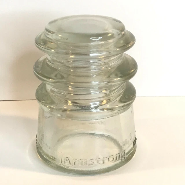 VINTAGE CLEAR GLASS Insulator Armstrong No. 3 Made In U.S.A. 47 56 6.