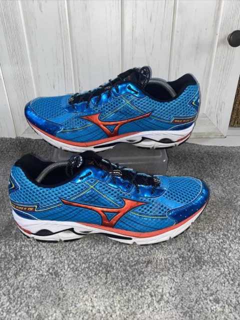 Mizuno X10 Wave Rider 15 Mens Trainers UK Size 11 Blue Running Show Smooth Ride