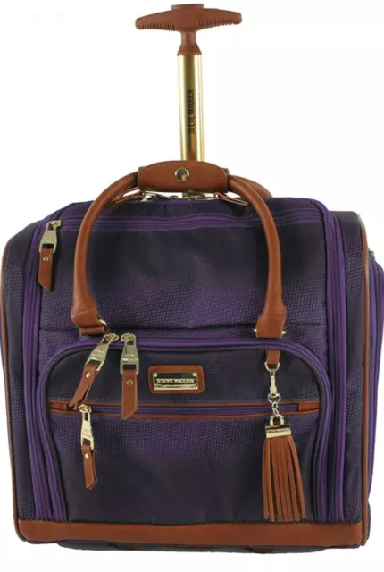 New Steve Madden Underseat Wheeled Bag 15" Carryon Shadow Purple