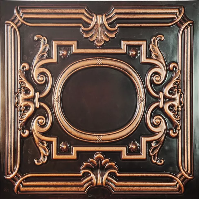 PVC Ceiling Tile Faux Tin Painting Panel DIY Decor PL15 Traditional copper 10Pcs