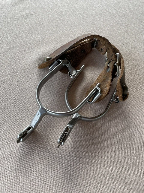Vintage Pair Western Cowboy Spurs With Leather Straps cowboy Decor Antique 1910