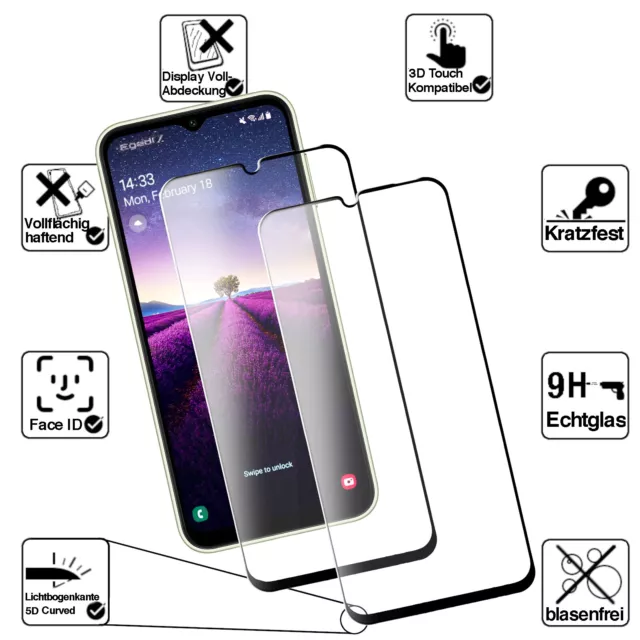 2x Für Samsung Galaxy A14 Panzerfolie Displayschutz Glas Schutzglas Schutz Folie 2