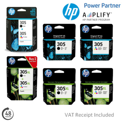 Original HP 305 / 305XL Black / Colour Ink Cartridges for DeskJet 2710