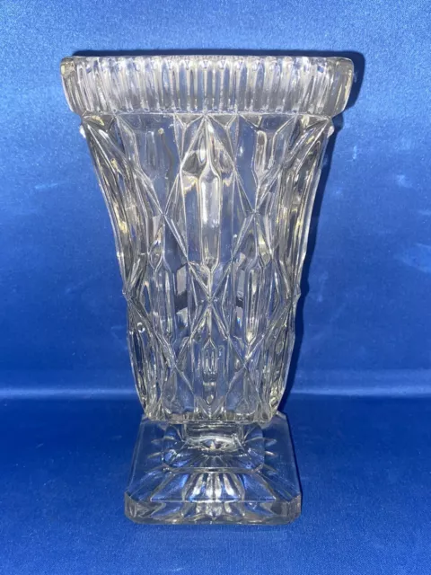 Vintage Libochovice 1258/178 Pressed Glass Vase Pre 1958 Czech Glass