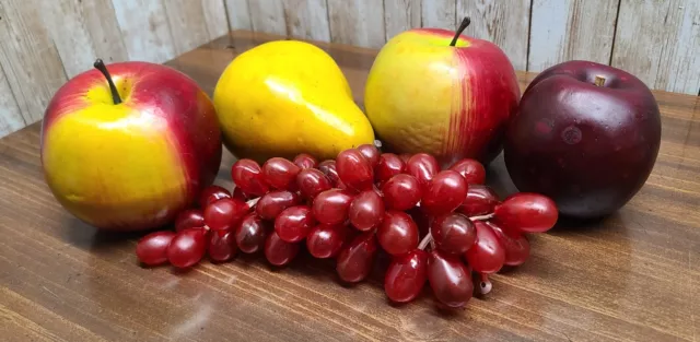 Lot of Realistic Artificial Faux Fruit  Prop Display Apples Grapes Pear Plum.