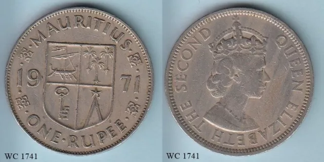 Mauritius 1 One Rupee 1971 (Elizabeth II) Coin