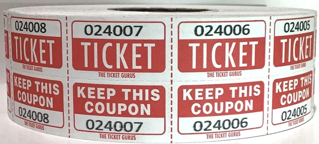 EASY READ LARGE Number Double Raffle Ticket Roll 2000 (Easy Read Red ...