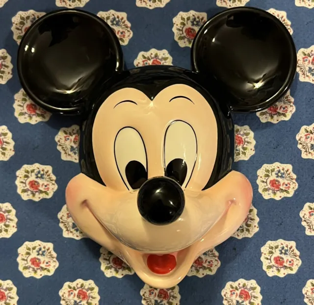 Vintage Disney Mickey Mouse Ceramic Wall Hanging Face 10" EUC Made In Japan