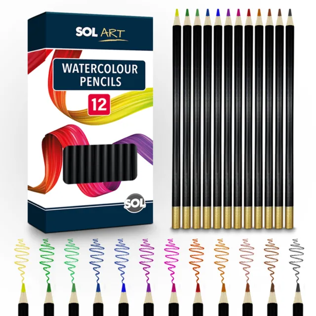 12-48 Watercolour Pencils Set | Colouring Drawing Sketching Water Colour Artist