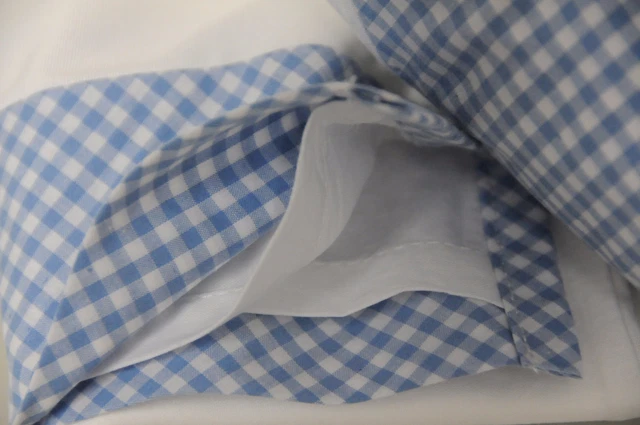 Neuf Pottery Barn Kids sur Mesure Vichy Berceau Lit Jupe Bleu Blanc Plaid Bébé