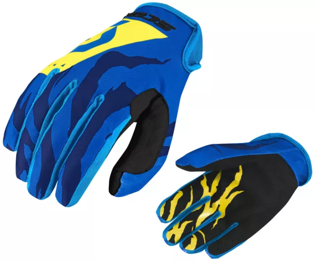 Guanti Gloves Moto Enduro Cross Mx Scott 350 Race Blu Yellow Giallo Tg L