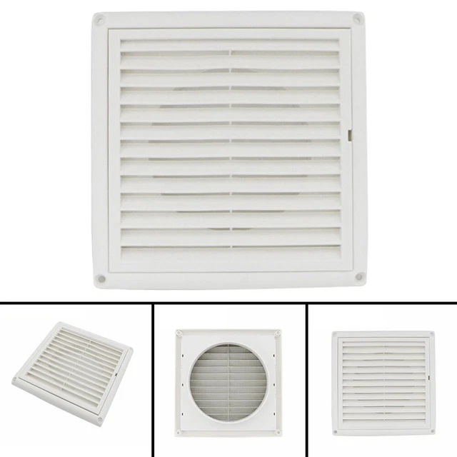 Outdoor Wall Mounted Louvred Exhaust Hood with Insect Screen and Removable Core