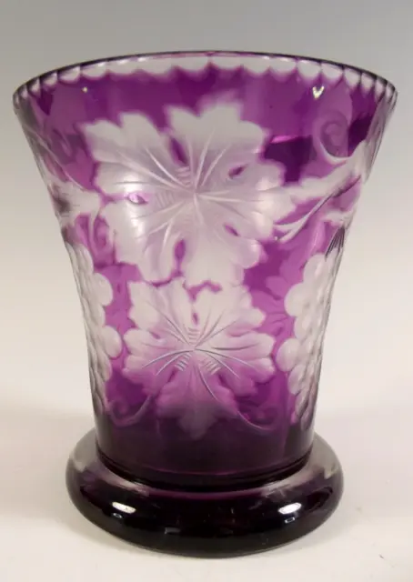 Stevens And Williams Amethyst Intaglio Cut Glass Vase