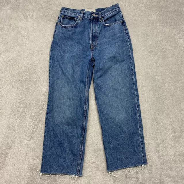 Jeans para mujer Everlane 26 azules años 90 The Way alto algodón orgánico dobladillo crudo