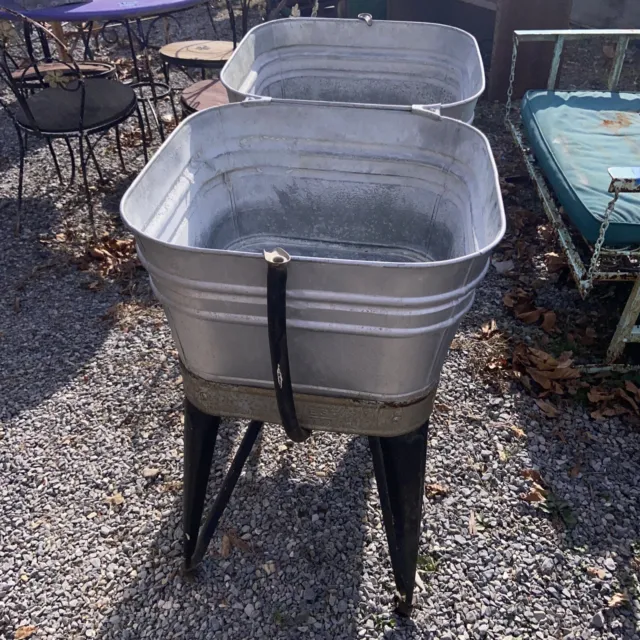 Vintage Galvanized Metal Double Wash Tub Local Pick up 2