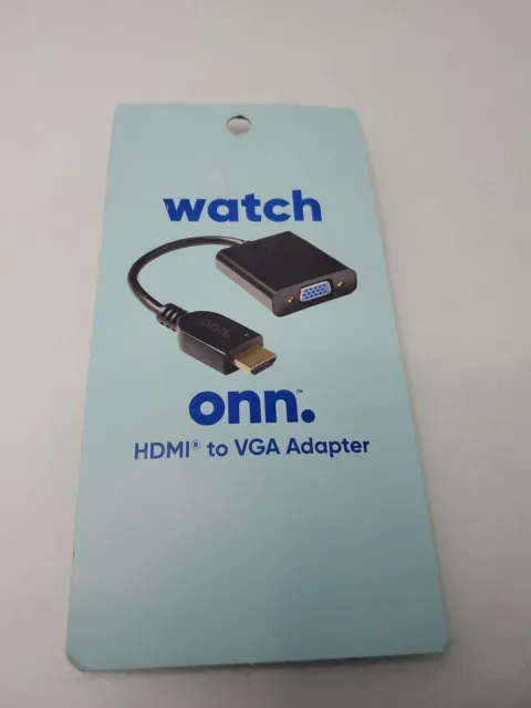 Watch Onn HDMI To VGA Adapter For Projectors Laptops Monitors 100009493 Black