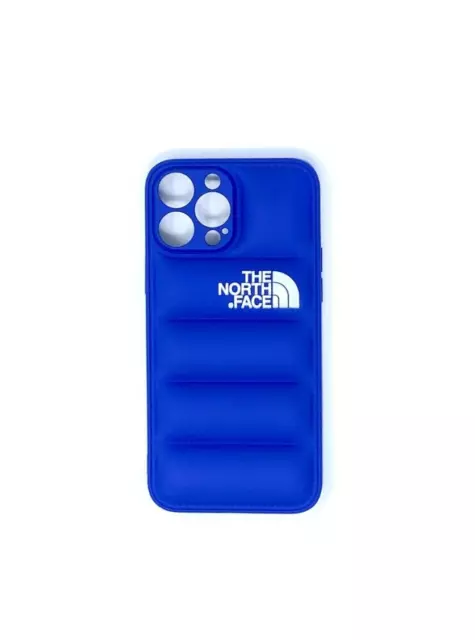 Cover Iphone 13 Pro Max "The North Face" Puffer Piumino Blu Silicone Case