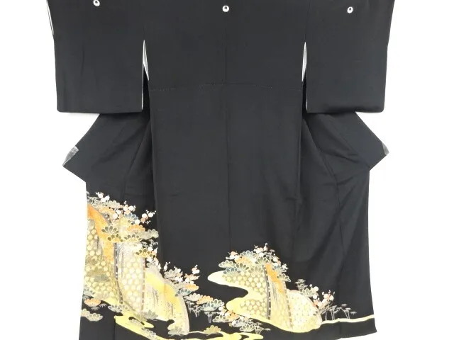 84928# Japanese Kimono / Antique Tomesode / Embroidery / Fence & Shochikubai