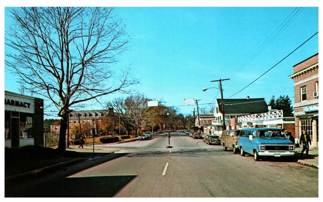 Postcard Chrome era Main Street Durham New Hampshire home of university of NH