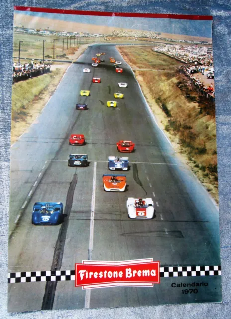 Calendario Vintage 1970 Pneus Firestone F1 Car Race Hill Lotus Ickx Ferrari