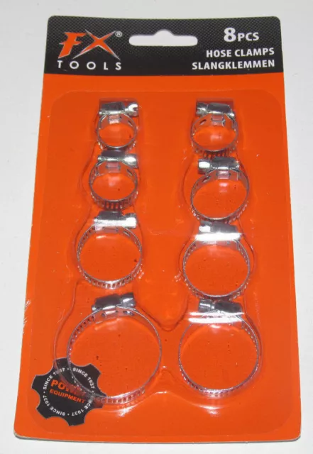 Lot Set 8 Colliers De Serrage Taille Mix En Metal Hose Clamps Neuf