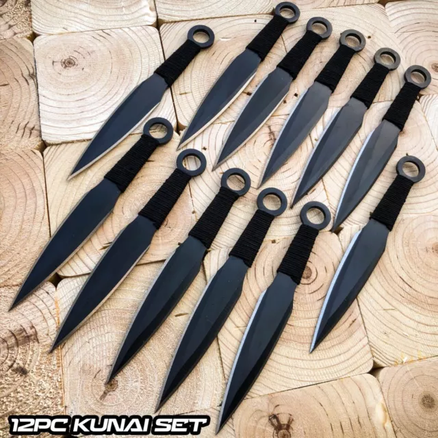 NEW 12 PC Ninja Hunting KNIVES Tactical Combat Ninjutsu Kunai Throwing Knife Set