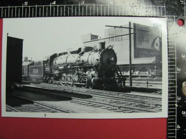 FRISCO SL-SF RAILROAD 2-8-2 LOCOMOTIVE #1518 B&W PHOTO w/ PASSENGER TRAIN 1940s