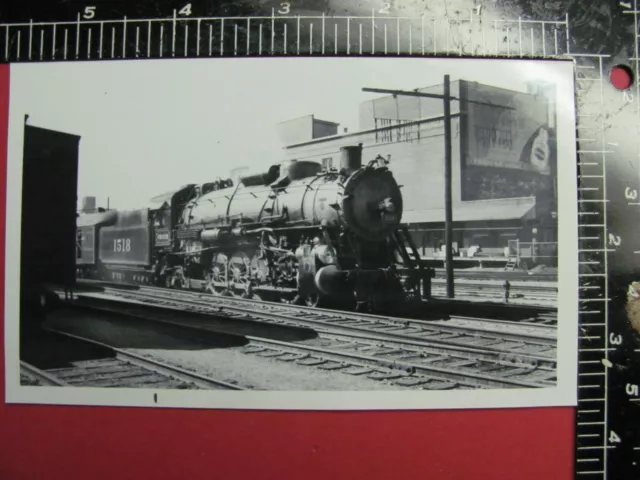 FRISCO SL-SF RAILROAD 2-8-2 LOCOMOTIVE #1518 B&W PHOTO w/ PASSENGER TRAIN 1940s