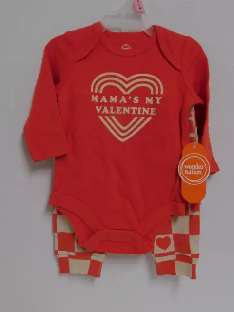 Infant 0 3 Month Outfit Mamas My Valentine Orangey Red 2 Piece Boy Girl