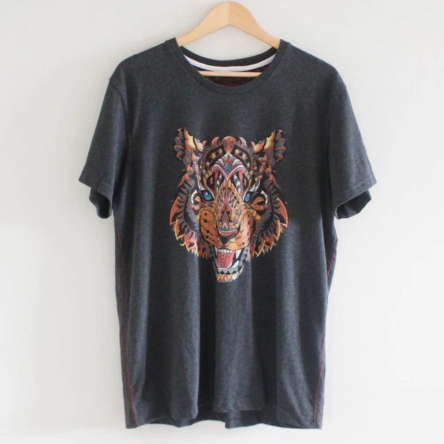 Joe Browns dark grey tiger graphic printed cotton blend t-shirt XL