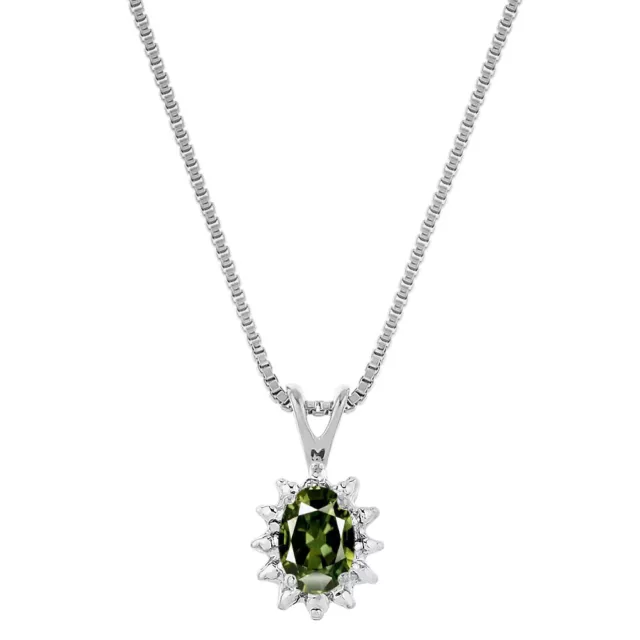 Collier pendentif saphir vert en or jaune 14 carats ou or blanc 14 carats LP#1-GSY 2