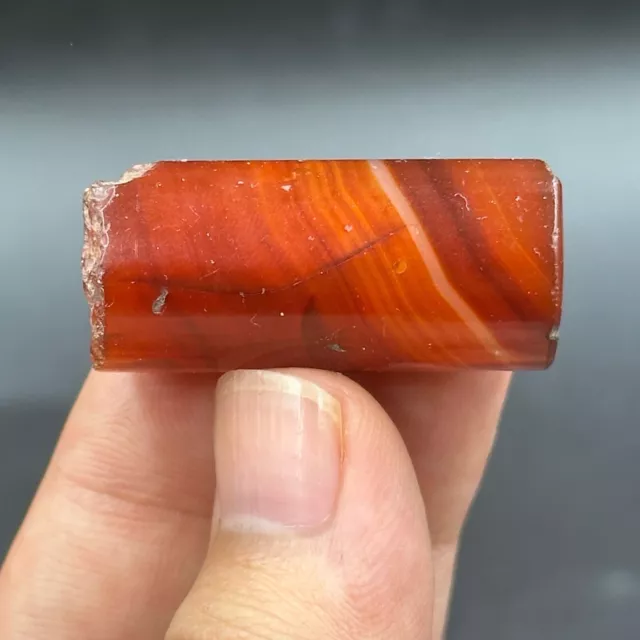 Beautiful Rare Ancient Roman Carnelian Agate Stone Cylinder Shape bead