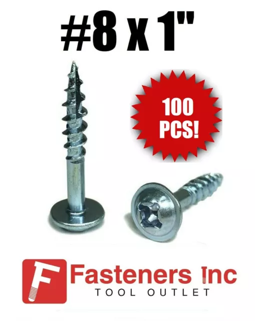 (Qty 100) Kreg #8 X 1" Zinc Coarse Thread Pocket Hole Screws Phil / Square Combo