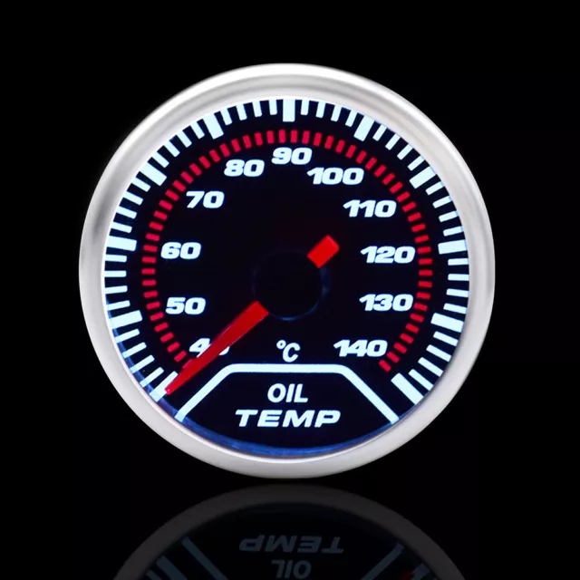 40~140℃ Oil Temp Gauge W/Sensor Kit Universal Meter LED Mechanical Dials 52mm 2"